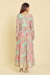 Shop_Samyukta Singhania_Multi Color Georgette, Net, Satin, Multicolor Botanical Print Anarkali Set _at_Aza_Fashions