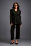 Buy Deepika Arora Black Polyester Collared Geometric Cutwork Jacket And Pant Set at Aza Fashions Buy_Deepika Arora_Black Polyester Collared Geometric Cutwork Jacket And Pant Set_at_Aza_Fashions