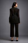 Shop Deepika Arora Black Polyester Collared Geometric Cutwork Jacket And Pant Set at Aza Fashions Shop_Deepika Arora_Black Polyester Collared Geometric Cutwork Jacket And Pant Set_at_Aza_Fashions