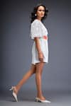 Buy_Deepika Arora_White Ponte Rama Leather Applique V Placement Embroidered Playsuit With Belt 