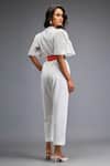 Deepika Arora_White Ponte Rama Leather Applique Collar Placement Embroidered Jumpsuit _Online_at_Aza_Fashions