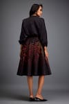 Shop_Deepika Arora_Black Velvet Embroidery 3d Geometric Applique Skirt _at_Aza_Fashions