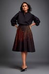 Buy_Deepika Arora_Black Velvet Embroidery 3d Geometric Applique Skirt _at_Aza_Fashions