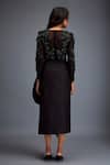 Shop_Deepika Arora_Black Tafetta Swarovski, Bead Round Embroidered Top And Ruched Skirt Set _at_Aza_Fashions