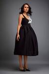 Shop Deepika Arora Black Neoprene Stones Round Neck Swarovski Embroidered Midi Dress Online at Aza Fashions Shop_Deepika Arora_Black Neoprene Stones Round Neck Swarovski Embroidered Midi Dress _Online_at_Aza_Fashions
