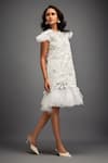 Deepika Arora_White Net Applique Floral Closed Ruffle Dress _Online_at_Aza_Fashions