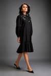 Buy Deepika Arora Black Cotton Sequins Collared Floral Embroidered Tiered Dress Online at Aza Fashions Buy_Deepika Arora_Black Cotton Sequins Collared Floral Embroidered Tiered Dress _Online_at_Aza_Fashions
