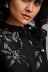 Shop Deepika Arora Black Cotton Sequins Collared Floral Embroidered Tiered Dress Online at Aza Fashions Shop_Deepika Arora_Black Cotton Sequins Collared Floral Embroidered Tiered Dress _Online_at_Aza_Fashions