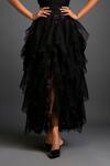 Deepika Arora_Black Net Cut Work Layered Ruffled Skirt _Online_at_Aza_Fashions