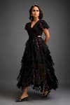 Buy_Deepika Arora_Black Net Cut Work Layered Ruffled Skirt _Online_at_Aza_Fashions