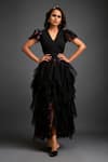 Buy_Deepika Arora_Black Net Cut Work Layered Ruffled Skirt _at_Aza_Fashions