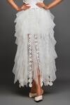 Deepika Arora_White Net Cutwork Layered Ruffled Skirt _Online_at_Aza_Fashions