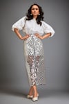 Buy_Deepika Arora_Silver Cotton Cut Work Metallic Skirt _at_Aza_Fashions