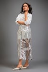 Shop_Deepika Arora_Silver Cotton Cut Work Metallic Skirt _Online_at_Aza_Fashions