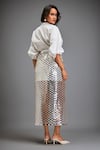 Shop_Deepika Arora_Silver Cotton Cut Work Metallic Skirt _at_Aza_Fashions