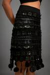 Shop_Deepika Arora_Black Ponte Roma Geometric Plunging Halter Neck Top And Metallic Skirt Set_Online_at_Aza_Fashions