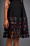 Deepika Arora_Black Ponte Roma Geometric V Neck Midi Dress _Online_at_Aza_Fashions