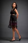Shop_Deepika Arora_Black Ponte Roma Geometric V Neck Midi Dress _Online_at_Aza_Fashions
