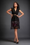 Buy_Deepika Arora_Black Ponte Roma Geometric V Neck Midi Dress 