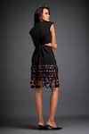 Shop_Deepika Arora_Black Ponte Roma Geometric V Neck Midi Dress _at_Aza_Fashions