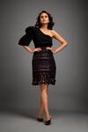 Buy Deepika Arora Black Rozella Crepe Geometric Cutwork Applique Skirt Buy_Deepika Arora_Black Rozella Crepe Geometric Cutwork Applique Skirt
