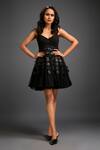 Buy_Deepika Arora_Black Net Sweetheart Neck 3d Geometric Applique Tulle Dress_at_Aza_Fashions