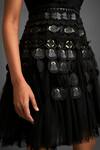 Deepika Arora_Black Net Sweetheart Neck 3d Geometric Applique Tulle Dress_at_Aza_Fashions