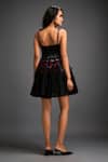 Shop_Deepika Arora_Black Net 3d Geometric Sweetheart Neck Applique Layered Short Tulle Dress _at_Aza_Fashions