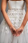 Deepika Arora_White Net Applique 3d Geometric Sweetheart Neck Layered Mini Dress _Online_at_Aza_Fashions