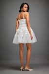 Shop_Deepika Arora_White Net Applique 3d Geometric Sweetheart Neck Layered Mini Dress _at_Aza_Fashions