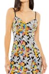 Mac Duggal_Multi Color Polyester Sequins, Embroidery Sweetheart Neck Floral Mini Dress _Online_at_Aza_Fashions