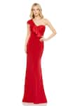 Buy_Mac Duggal_Red Polyester Plain Sweetheart Neck One Shoulder Draped Trumpet Gown _at_Aza_Fashions