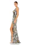 Mac Duggal_Multi Color Polyester Sequin, Thread Asymmetric Floral Embroidered Gown _Online_at_Aza_Fashions