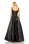 Shop_Mac Duggal_Black Polyester Plain U Neck Metallic Pleated Bodice Ball Gown _at_Aza_Fashions