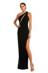 Buy_Mac Duggal_Black Polyester Crystal, Stone Asymmetric Placement Embellished Gown _at_Aza_Fashions