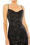 Mac Duggal_Black Polyester Sequins Cowl Neck Dress _Online_at_Aza_Fashions
