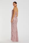 Shop_Mac Duggal_Pink Polyester Sequin Off Shoulder Embellished Gown _at_Aza_Fashions