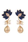 Trupti Mohta_Blue Embroidery Midnight Enamelled Drop Earrings _Online_at_Aza_Fashions