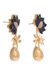 Buy_Trupti Mohta_Blue Embroidery Midnight Enamelled Drop Earrings _Online_at_Aza_Fashions
