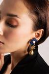 Buy_Trupti Mohta_Blue Embroidery Midnight Enamelled Drop Earrings _at_Aza_Fashions