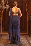 Shop_Maisolos_Blue Raw Silk, Georgette Mirror Sweetheart Tiered Pre-draped Ruffle Saree Set _at_Aza_Fashions