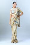 Buy_Anamika Khanna_Beige Printed Floral Round Saree With Blouse _Online_at_Aza_Fashions