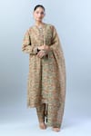Buy_Anamika Khanna_Beige Printed Abstract Round Geometric Kurta Set _Online_at_Aza_Fashions