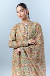 Buy_Anamika Khanna_Beige Printed Abstract Round Geometric Kurta Set 