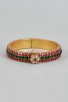 Buy_Karisa Designs_Red Stones Floral Kundan Embellished Bangle _at_Aza_Fashions