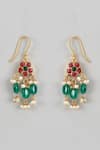 Buy_Karisa Designs_Red Pearls, Diamonds, Stones Floral Kundan Embellished Earrings _at_Aza_Fashions