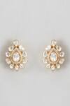 Shop_Karisa Designs_White Crystals Moissanite Polki Drop Pattern Earrings _at_Aza_Fashions