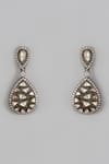 Shop_Karisa Designs_Black Crystals Victorian Moissanite Drop Earrings _at_Aza_Fashions