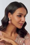 Buy_Karisa Designs_Red Semi Precious Stone, Cubic Zirconia, Moissanite Keri Embellished Earrings _at_Aza_Fashions