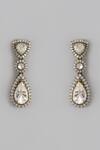 Shop_Karisa Designs_Black Crystals, Diamonds Victorian Moissanite Polki Drop Earrings _at_Aza_Fashions